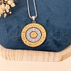 Stainless Steel Flat Round 12 Chinese Zodiac Pendant Box Chain Necklaces for Women Men PW-WG0711E-01-3