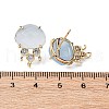 Brass Micro Pave Cubic Zirconia Stud Earring Findings with Natural Natural White Jade Imitation Aquamarine KK-Z096-05G-06-3