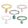Natural Mixed Gemstone & Synthetic Hematite Beaded Stretch Bracelet BJEW-JB09760-1