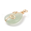 Natural Green Aventurin Pendants PALLOY-JF01621-03-2