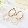  2 Pairs Mother's Day Jewellery Natural Pearl Beaded Ring Dangle Hoop Earrings for Girl Women EJEW-NB0001-06-3