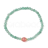 Natural Green Aventurine & Cherry Quartz Glass Round Beaded Stretch Bracelets for Women BJEW-JB11927-02-2