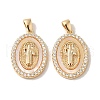Rack Plating Brass Cubic Zirconia Shell Pendants KK-S368-11G-1