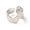 304 Stainless Steel Wave Open Cuff Ring for Women RJEW-E063-17P-2