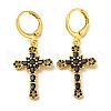 Real 18K Gold Plated Brass Dangle Leverback Earrings EJEW-A033-03G-02-1