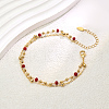 Fashionable Vintage Style Brass & Faceted Glass Rondelle Beads Double Layer Adjustable Ladies Anklets FX2573-5-1