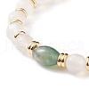 Natural Moss Agate Oval & White Agate Beaded Stretch Bracelet BJEW-JB08696-4