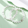 Natural Moonstone Round Beaded Stretch Bracelets for Men Women BJEW-G743-01G-2