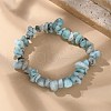 Natural Larimar Beaded Stretch Bracelets X-BJEW-JB02680-01-5