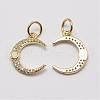 Brass Cubic Zirconia Charms ZIRC-P036-20-G01-RS-1