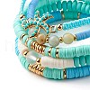 Round Stone & Polymer Clay Heishi Beads Stretch Bracelets Sets BJEW-JB07436-9