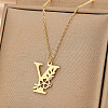 Flower Letter Stainless Steel Initial Pendant Necklaces for Women Men FS-WGF85E2-09-1