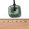 Natural Green Aventurine Square Pendants Black PU Leather Cord Necklaces NJEW-K285-01B-5