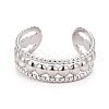 Non-Tarnish 304 Stainless Steel Triple Line Open Cuff Ring for Women RJEW-C025-07P-2