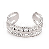 304 Stainless Steel Triple Line Open Cuff Ring for Women RJEW-C025-07P-2