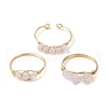 3Pcs Natural Rose Quartz Bead Finger Ring RJEW-JR00855-03-5