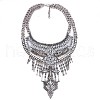 Alloy Crystal Rhinestone Teardrop Trible Floral Chunky Bib Necklaces for Women FS-WGFFCE0-01-3