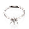 Rhodium Plated 925 Sterling Silver Solitaire Ring Settings STER-T008-12P-2