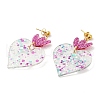 Acrylic Heart Dangle Stud Earrings EJEW-F327-02C-2