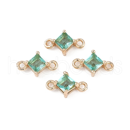 Brass Pave Glass Rhombus Links Connector Charms GLAA-Q088-001B-1