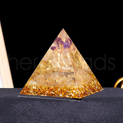 Resin Orgonite Pyramid Display Decorations G-PW0004-55J-1