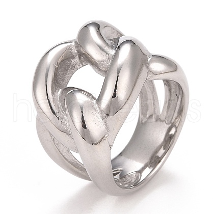 Non-Tarnish 304 Stainless Steel Twist Oval Chunky Ring RJEW-B040-15A-P-1