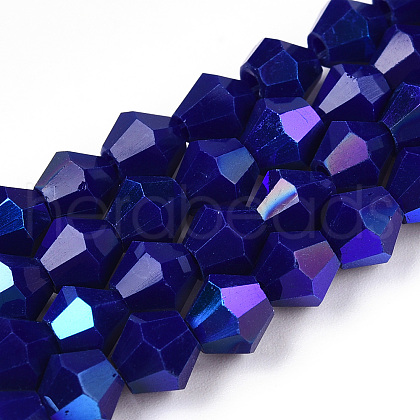 Opaque Solid Color Electroplate Glass Beads Strands EGLA-A039-P6mm-L10-1