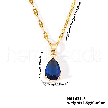 Brass Pave Cubic Zirconia Teardrop Pendant Necklaces for Valentine's Day NV7973-2-1