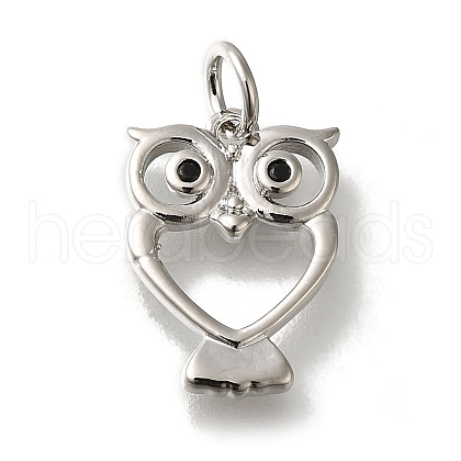 Owl Rack Plating Brass Micro Pave Cubic Zirconia Pendant KK-H485-17P-1