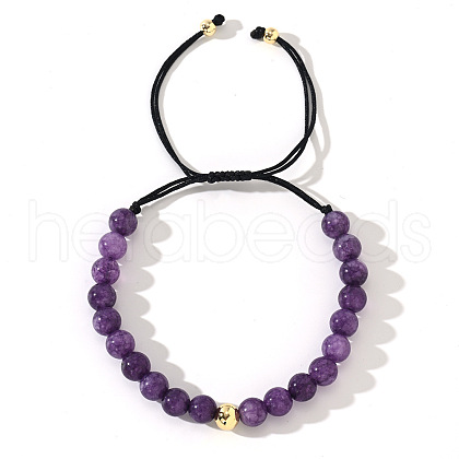 Natural Amethyst Round Beads Braided Bead Bracelets ZJ4066-3-1
