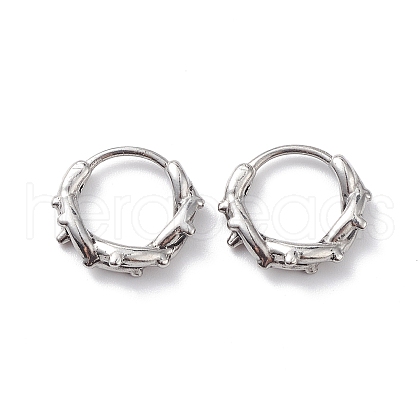 Non-Tarnish 304 Stainless Steel Thorns Hoop Earrings for Women EJEW-F312-02AS-1