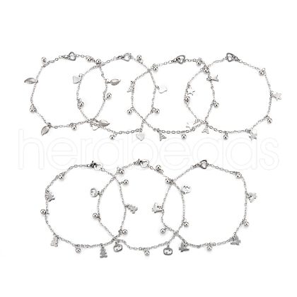 304 Stainless Steel Charms Anklets STAS-A052-66P-1