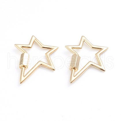 Brass Screw Carabiner Lock Charms X-ZIRC-I041-02G-1