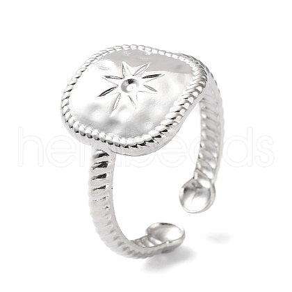 Tarnish Resistant Square 304 Stainless Steel Cuff Ring Findings STAS-P334-04P-1