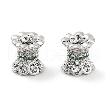 Brass Micro Pave Clear Cubic Zirconia Beads KK-P271-39A-01-1
