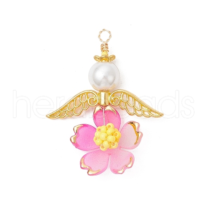 Handmade Glass Seed Beaded Angel Pendants PALLOY-MZ00764-02-1