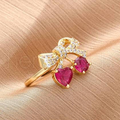 Brass Micro Pave Cubic Zirconia Cuff Rings for Women RJEW-A062-01G-1