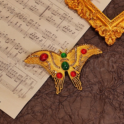 Retro Alloy Rhinestones Butterfly Brooches JEWB-S022-10A-1