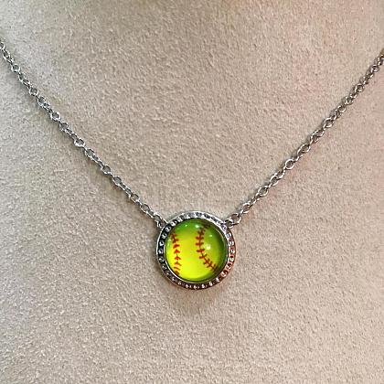 Brass Yellow Resin Sport Ball Pendant Necklaces for Women FS-WGDA3A1-05-1