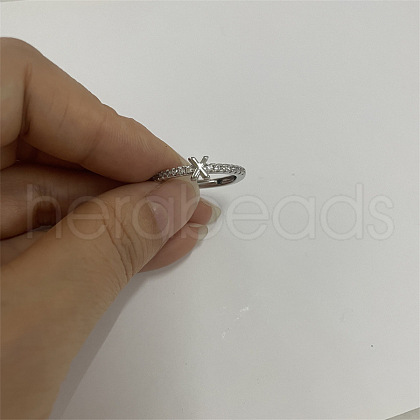 Brass Micro Pave Clear Cubic Zirconia Finger Rings FS-WGE303B-50-1