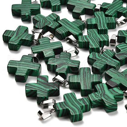 Synthetic Malachite Pendants G-Z067-06P-06-1