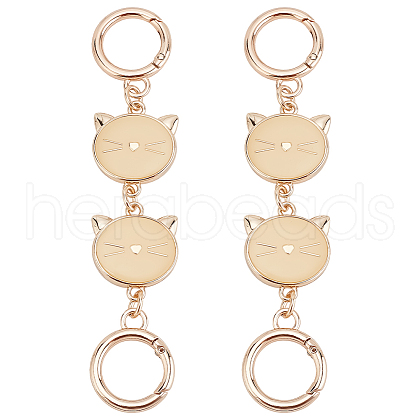 ANATTASOUL 2Pcs Alloy Enamel Cat Head Link Purse Strap Extenders FIND-AN0001-17-1