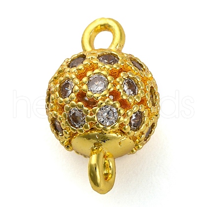 Brass Micro Pave Clear Cubic Zirconia Connector Charms KK-A230-06B-G-1