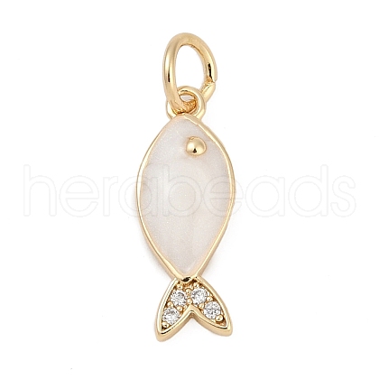 Brass Micro Pave Cubic Zirconia and Enamel Pendants KK-Q096-10G-1