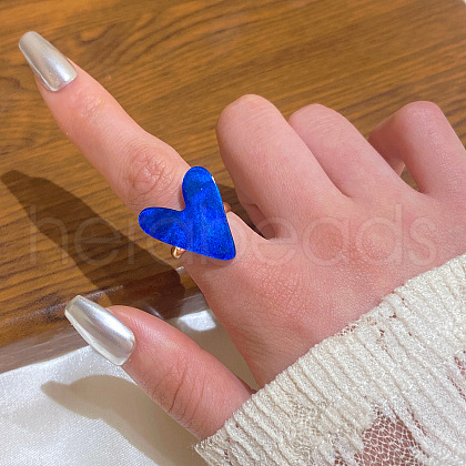 Heart Brass with Acrylic Finger Rings for Women FS-WG6A11D-03-1