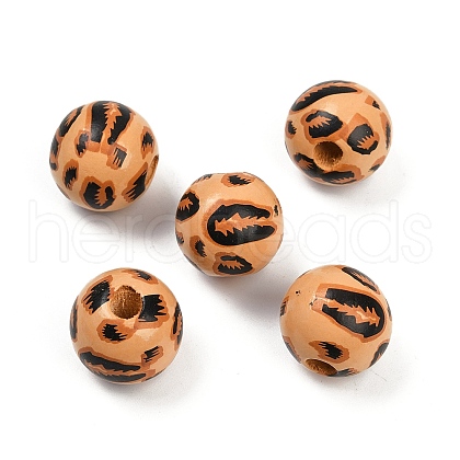 Painted Wood European Beads WOOD-F017-04F-1