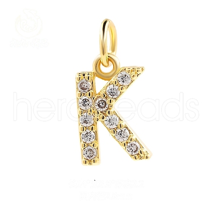 Brass Cubic Zirconia Pendants with Jump Rings FIND-PW0024-09K-1