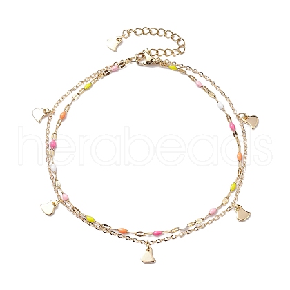 304 Stainless Steel Enamel Link Chains Anklets AJEW-AN00589-03-1