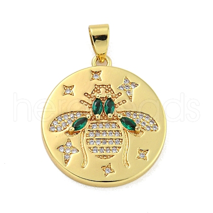 Real 18K Gold Plated Brass Micro Pave Cubic Zirconia Pendants KK-R159-34G-1