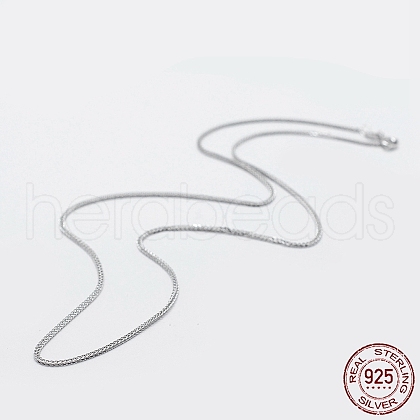 Rhodium Plated 925 Sterling Silver Chain Necklaces STER-F039-55cm-02P-1